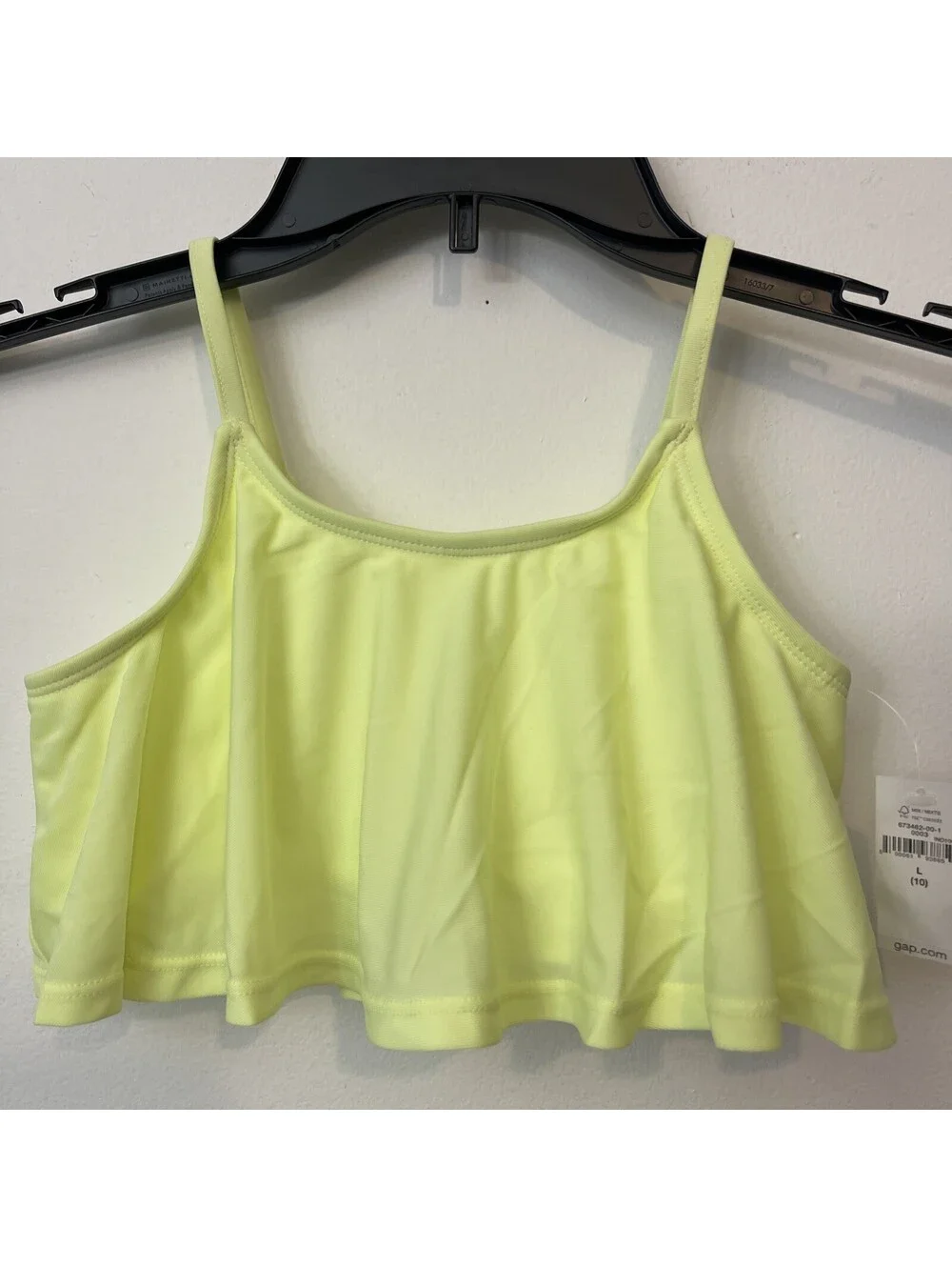 Gap Kids Girls Large 10 Neon Yellow Ruffled Bikini Swim Top NWT! A6834